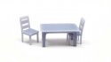 Common Dining Set -- 1 Table, 4 Chairs (unpainted), HO, All Scale Miniatures 8701020