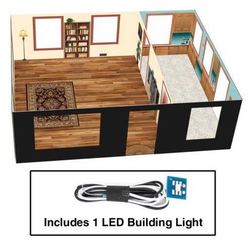 Brick Cape Cod House - Spaces -- Interior Lighting and Detail Insert, HO, Walthers Cornerstone 4704