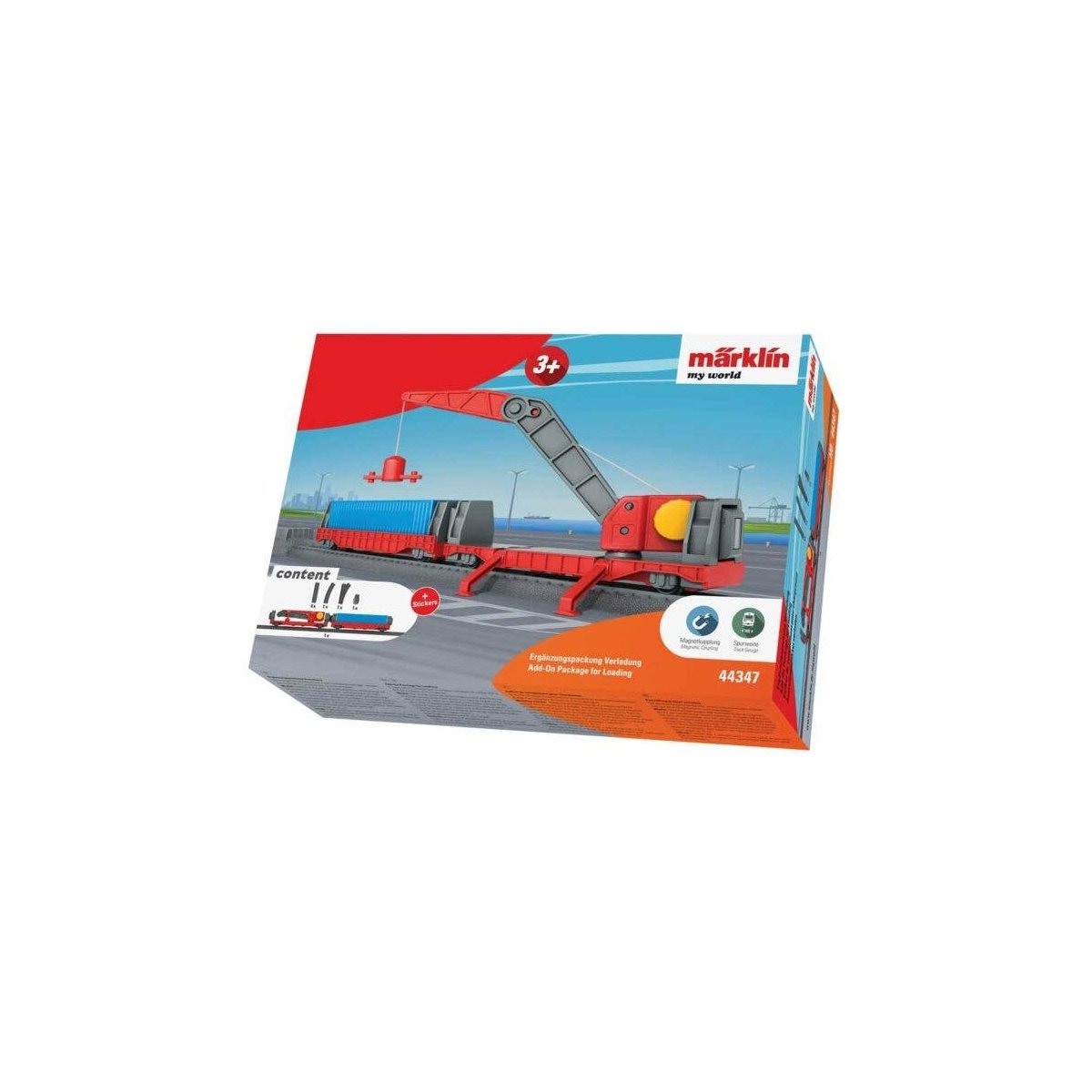 Container Crane Loading Add-On Package for My World Battery Train Sets -- Crane Car, Container Car, Siding Track, HO, Marklin, I