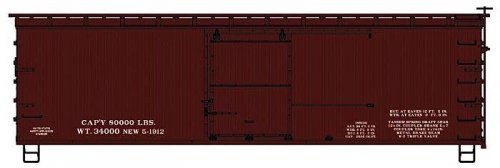 36′ Double-Sheathed Wood Boxcar w/Steel Roof, Ends, Straight Underframe -- Data Only (Mineral Red), HO, Accurail Inc 1498