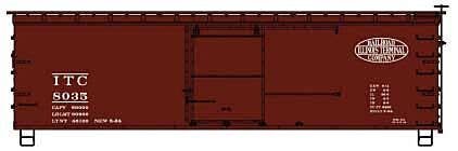 36′ Double-Sheathed Wood Boxcar, Steel Roof, Wood Ends - Kit -- Illinois Terminal 8035 (Boxcar Red), HO, Accurail Inc 1811