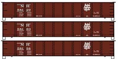 AAR 41′ Steel Gondola 3-Pack - Kit -- New Haven 58129, 58163, 58194 (Boxcar Red, Script Logo), HO, Accurail Inc 37674