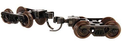 Talgo-Type Freight Car Trucks with Accumate Knuckle Couplers -- 100-Ton Roller Bearing T, N, Atlas Model Railroad Co. 22071
