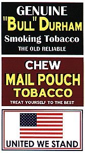 Barn Sign Decals -- Set 6 - Chew Mail Pouch, United We Stand, Bull Durham, HO, Blair Line 2255