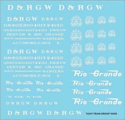 Railroad Decal Set -- Denver & Rio Grande Western Roadname Set (white), N, Tichy Train Group 10406N