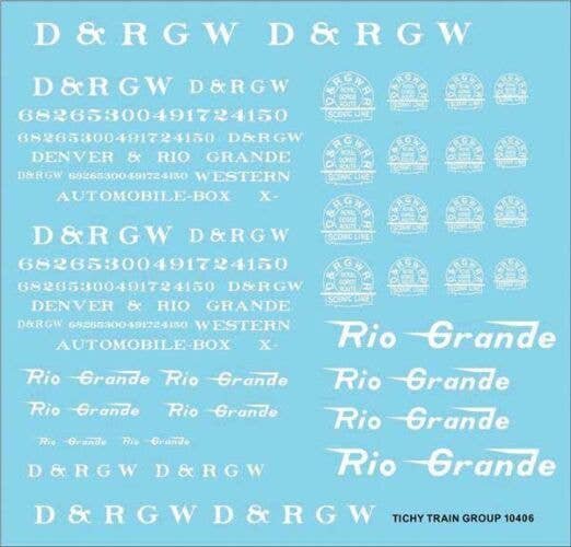 Railroad Decal Set -- Denver & Rio Grande Western Roadname Set (white), N, Tichy Train Group 10406N