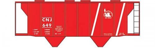 Railroad Decal Set -- Central Railroad of New Jersey Aragonite-Service Covered Hopper (Red Sch, HO, Tichy Train Group 10113