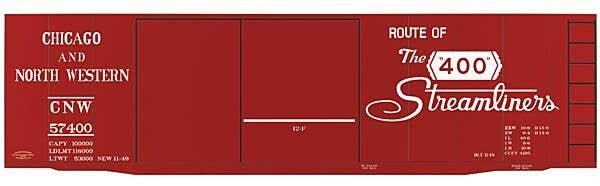 Railroad Decal Set -- Chicago & North Western 40′ Steel Boxcar (400 Streamliners Slogan), HO, Tichy Train Group 10115
