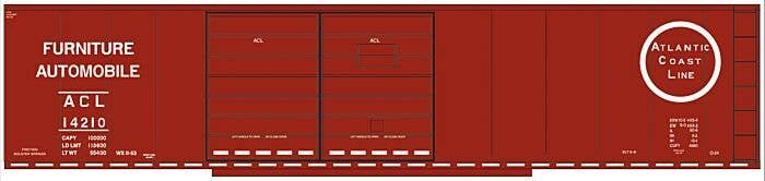 Railroad Decal Set -- Atlantic Coast Line 50′ Steel Double-Door Boxcar (Furniture/Auto Service, HO, Tichy Train Group 10194