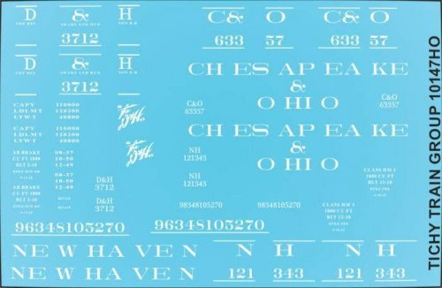 Railroad Decal Set -- Delaware & Hudson/Chesapeake & Ohio/New Haven USRA Hopper (1 car), HO, Tichy Train Group 10147N