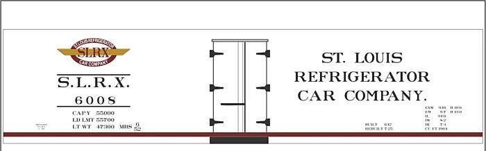 Railroad Decal Set -- St. Louis Refrigerator Car Co. SLRX 40′ Wood Reefer (white car), HO, Tichy Train Group 10297