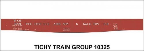 Railroad Decal Set -- Wellsville, Addison & Galeton 52′ Steel Gondola with Fishbelly Sill, HO, Tichy Train Group 10325