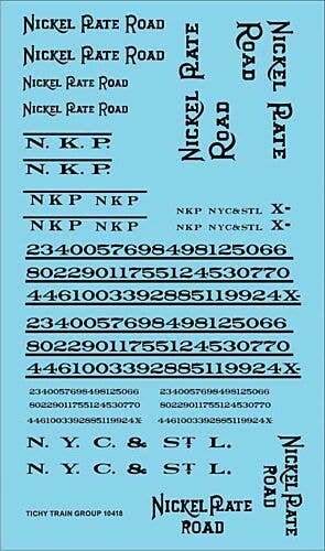 Railroad Decal Set -- Nickel Plate Road Roadname Set (black), N, Tichy Train Group 10418N