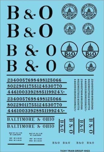 Railroad Decal Set -- Baltimore & Ohio Roadname Set (black), HO, Tichy Train Group 10422