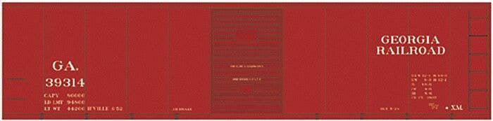Railroad Decal Set -- Georgia Railroad 40′ Steel Single-Door Boxcar, HO, Tichy Train Group 10061