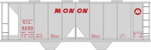 Railroad Decal Set -- Monon 2-Bay Covered Hopper (gray Car), HO, Tichy Train Group 10263