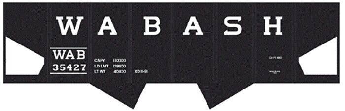 Railroad Decal Set -- Wabash USRA 2-Bay Hopper, HO, Tichy Train Group 10027