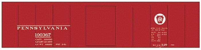 Railroad Decal Set -- Pennsylvania Railroad Class X-29 Boxcar, HO, Tichy Train Group 10011
