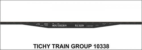Railroad Decal Set -- Southern Railway 53`6` Steel Flatcar (black car), HO, Tichy Train Group 10338