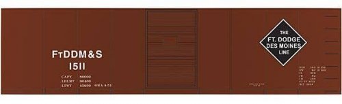 Railroad Decal Set -- Fort Dodge, Des Moines & Southern 40′ Steel Boxcar (Large Black Diamond , HO, Tichy Train Group 10118