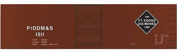 Railroad Decal Set -- Fort Dodge, Des Moines & Southern 40′ Steel Boxcar (Large Black Diamond , HO, Tichy Train Group 10118