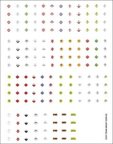 Railroad Decal Set -- Hazardous Materials Placards pkg(170), HO, Tichy Train Group 10259