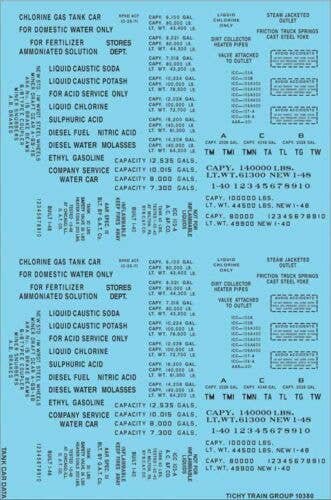 Railroad Decal Set -- Generic Tank Car Data (black lettering), HO, Tichy Train Group 10380