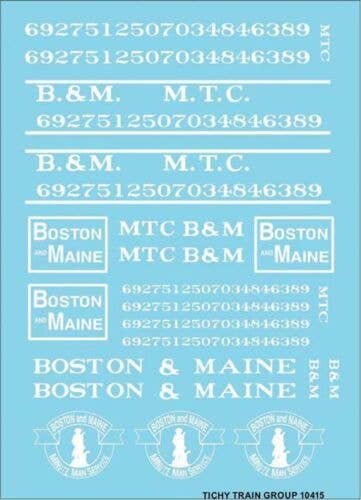 Railroad Decal Set -- Boston & Maine - MTC Roadname Set (white), N, Tichy Train Group 10415N