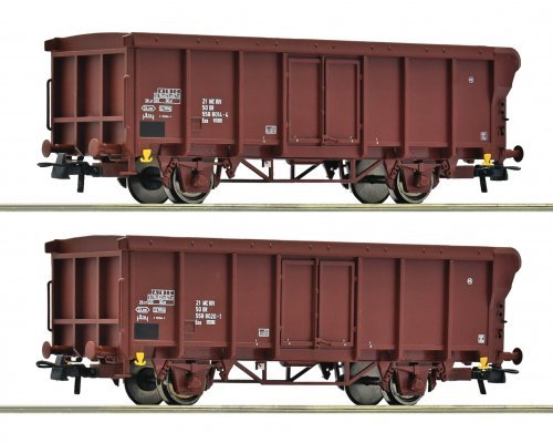 2 piece set: Open goods wagons, DR, HO, Roco 6600280