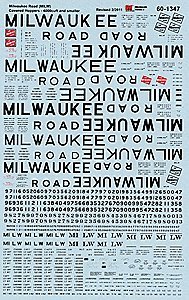 Railroad Decal Set -- Milwaukee Road 4000 Cubic Foot & Smaller Covered Hoppers, N, Microscale Industries Inc 601347