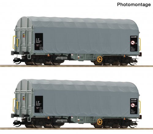 2 piece set: Slide tarpaulin wagons, CD Cargo, TT, Roco 6680025
