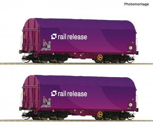2 piece set: Slide tarpaulin wagons, Railrelease, TT, Roco 6680024