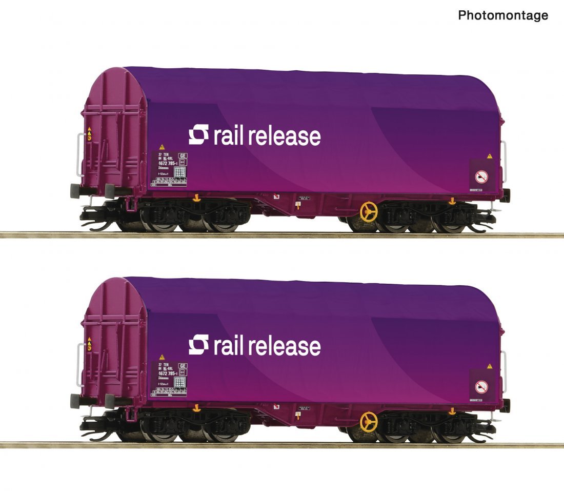 2 piece set: Slide tarpaulin wagons, Railrelease, TT, Roco 6680024