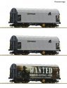 3 piece set: Slide tarpaulin wagons, Captrain, TT, Roco 6680023