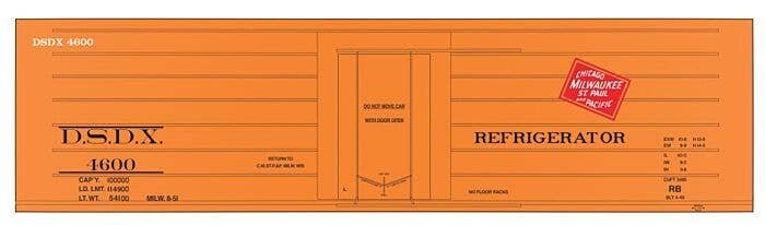 Railroad Decal Set -- Milwaukee Road/DSDX Ribbed-Side Reefer, O, Tichy Train Group 10018O