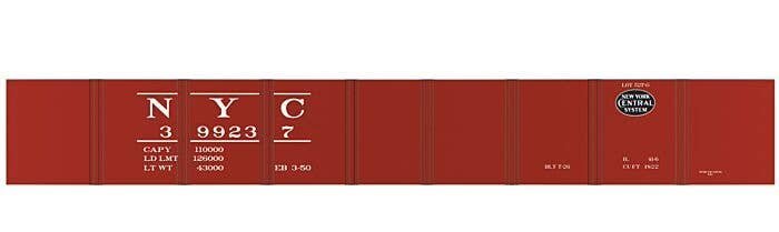Railroad Decal Set -- New York Central 42′ Drop-Bottom Gondola (black NYC System Logo), O, Tichy Train Group 10038O