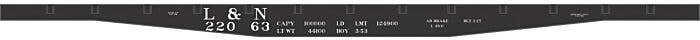 Railroad Decal Set -- Louisville & Nashville 45′ Steel Flatcar (black), O, Tichy Train Group 10239O