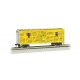 40′ Animated Stock Car with Horses - Ready-to-Run -- Union Pacific 43013 (yellow, silver), HO, Bachmann Industries 19701
