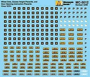 Freight Car Data -- Wheel Inspecton Dots & Excess Height Placards (1978+), HO, Microscale Industries Inc 5012