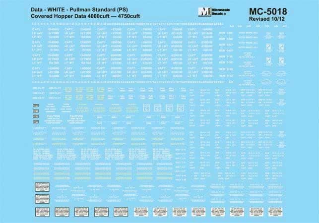 Pullman Standard - PS -- 4750 Covered Hopper Data (white), HO, Microscale Industries Inc 5018