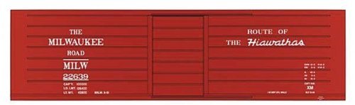 Railroad Decal Set 6-Pack -- Milwaukee Road Ribbed-Side Boxcar w/Hiawathas Slogan, HO, Tichy Train Group 100216