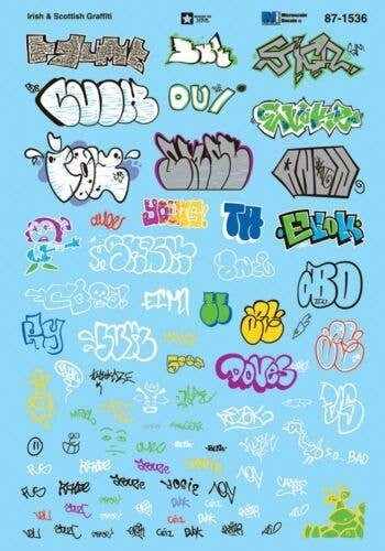 Graffiti Decal Set -- Irish and Scottish Graffiti, HO, Microscale Industries Inc 871536