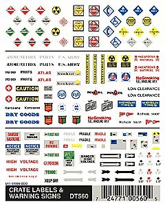 Dry Transfer Signs -- Crate, Labels & Warning Signs, HO, Woodland Scenics 560
