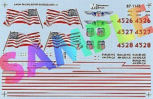 Union Pacific - UP -- EMD SD70M SD70M (`Building America` Scheme Large U.S. Flag on H, HO, Microscale Industries Inc 871145