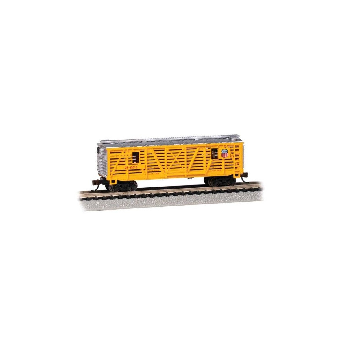 Animated Stock Car - Ready to Run -- Union Pacific (Horse Load Armour Yellow, red), N, Bachmann Industries 19752