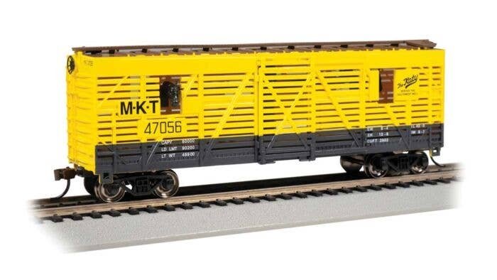 40′ Animated Stock Car with Horses - Ready to Run - Silver Series(R) -- Missouri-Kansas-Texas 47056 (yellow, black), HO, Bachm