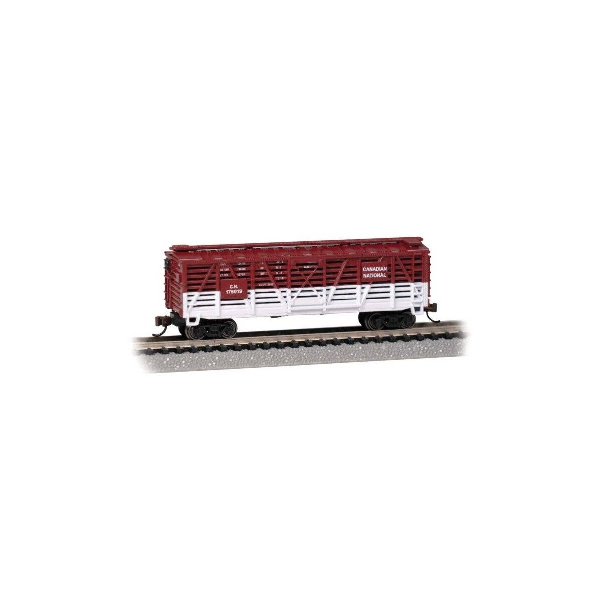 Steel Stock Car - Ready to Run -- Canadian National 175019 (Boxcar Red, white), N, Bachmann Industries 71564