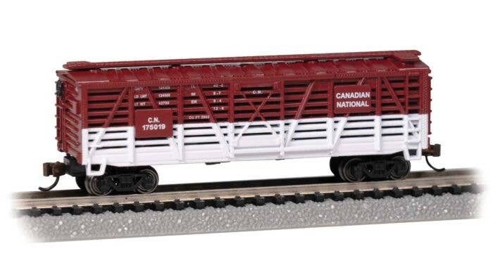 Steel Stock Car - Ready to Run -- Canadian National 175019 (Boxcar Red, white), N, Bachmann Industries 71564