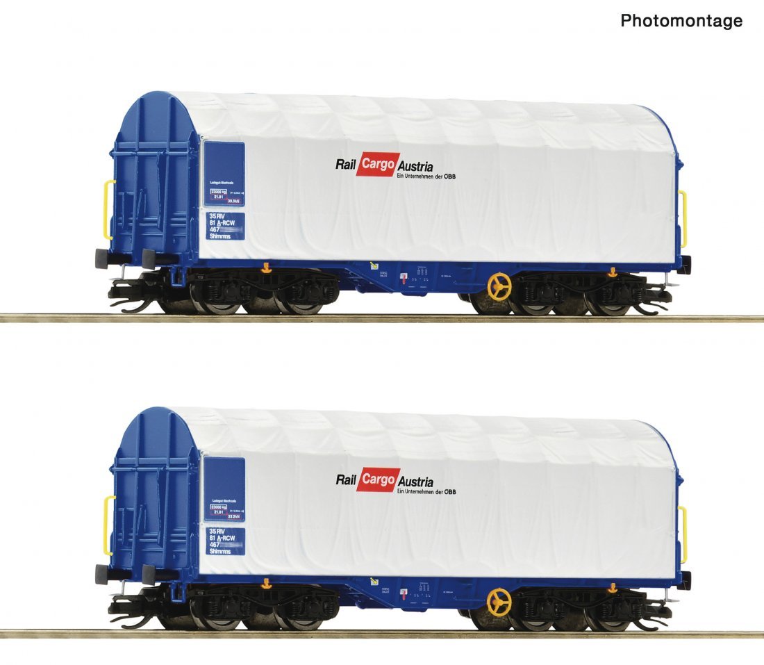 2-piece set: Sliding tarpaulin wagons, ÖBB/RCW, TT, Roco 6680007