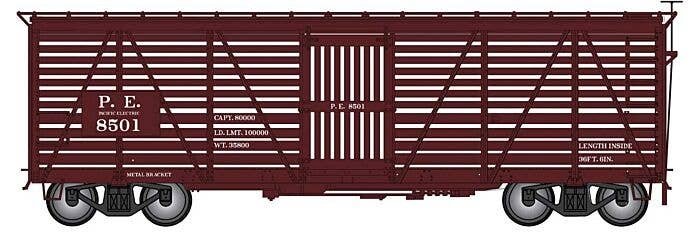Harriman 40′ Stock Car - Ready to Run -- Pacific Electric (Boxcar Red), HO, Intermountain Railway Company 39018